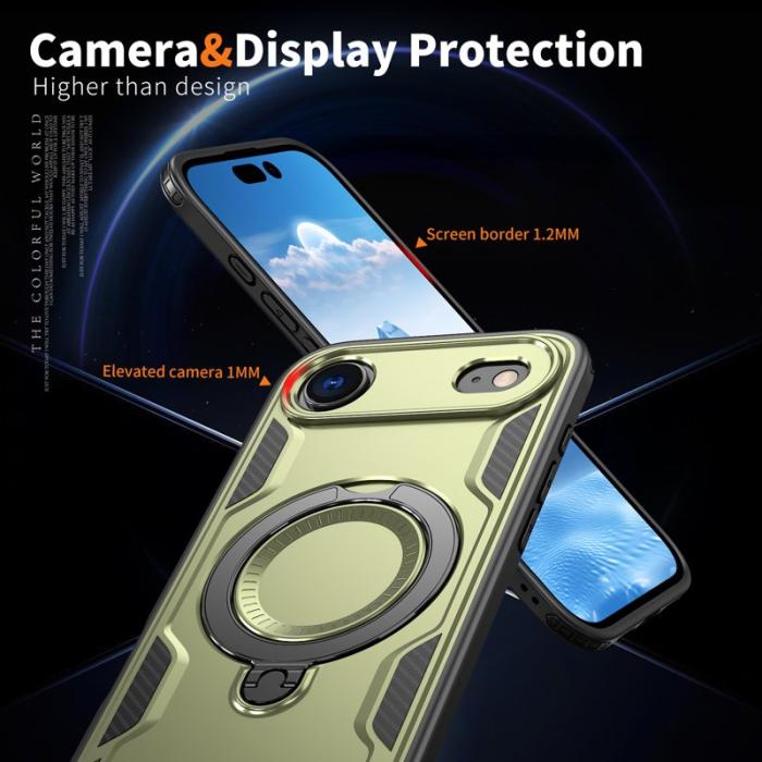 N/A - iPhone Air Skal Plast Militärskydd Med Ställ - Olivgrön