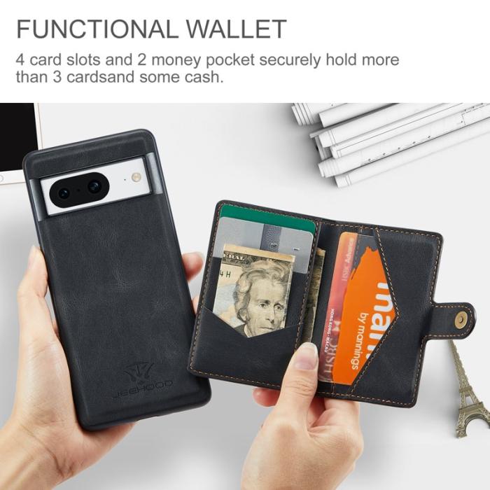 JEEHOOD - JEEHOOD Google Pixel 8 Fodral Äkta Läder - Svart