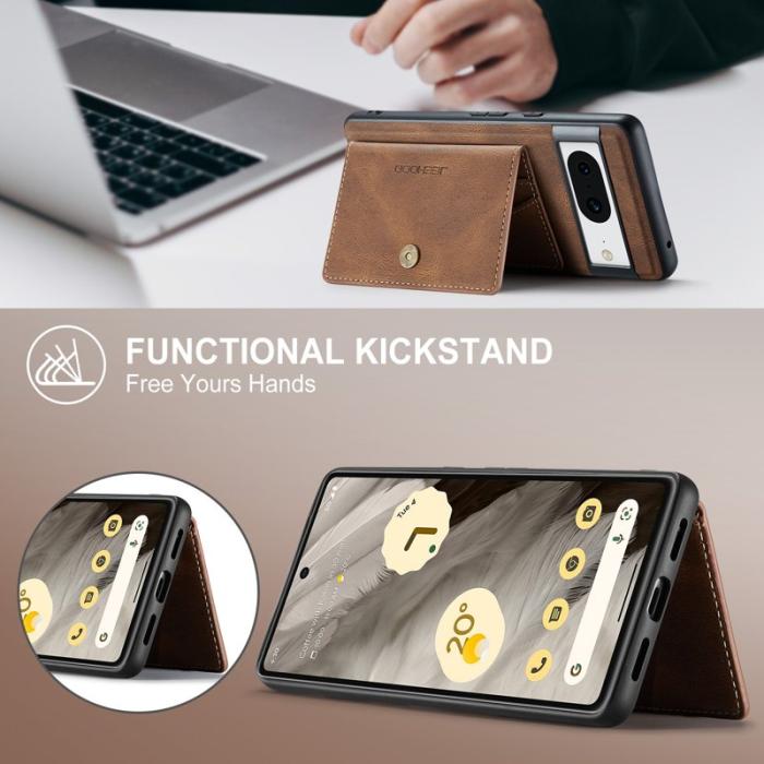 JEEHOOD - JEEHOOD Google Pixel 8 Fodral Äkta Läder Vintage - Brun