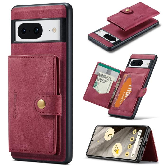 JEEHOOD - JEEHOOD Google Pixel 8 Fodral Äkta Läder Vintage - Röd
