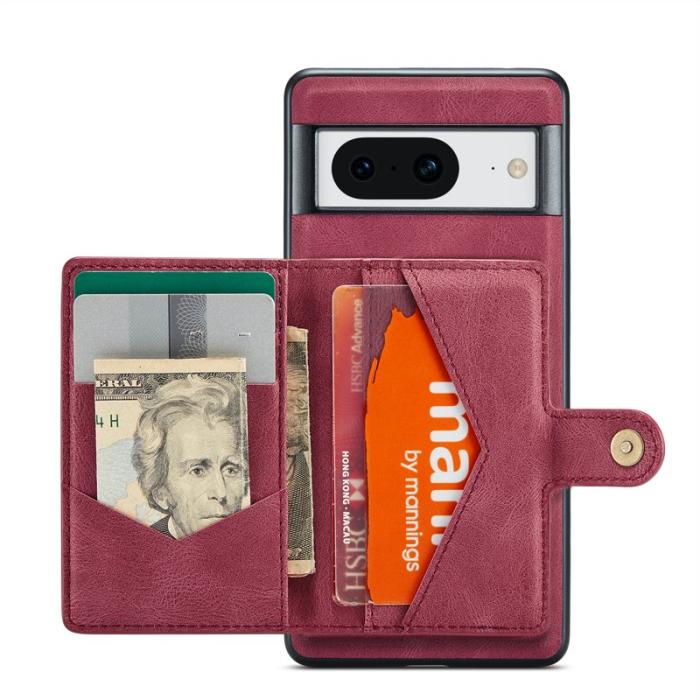 JEEHOOD - JEEHOOD Google Pixel 8 Fodral Äkta Läder Vintage - Röd