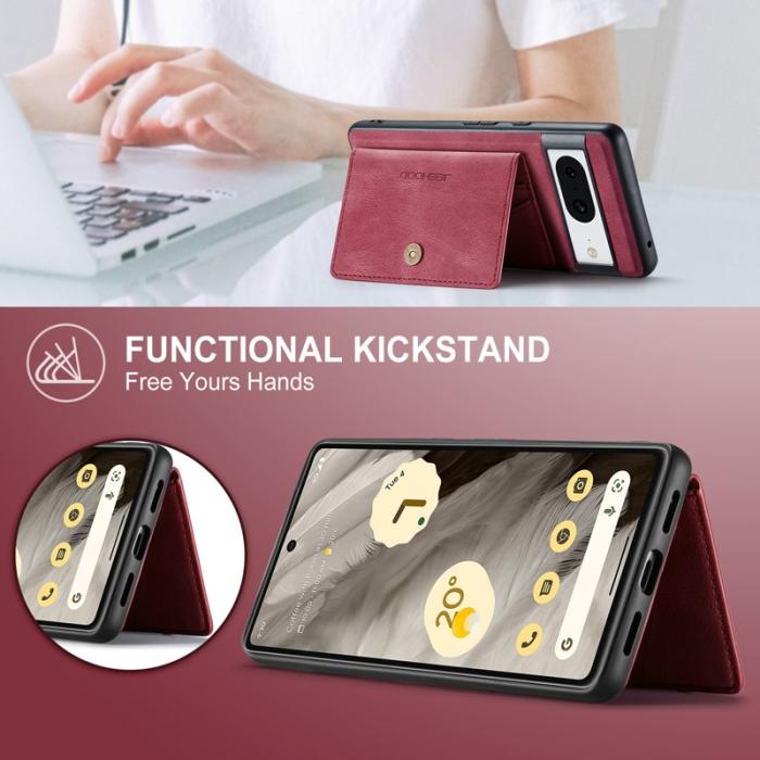 JEEHOOD - JEEHOOD Google Pixel 8 Fodral Äkta Läder Vintage - Röd