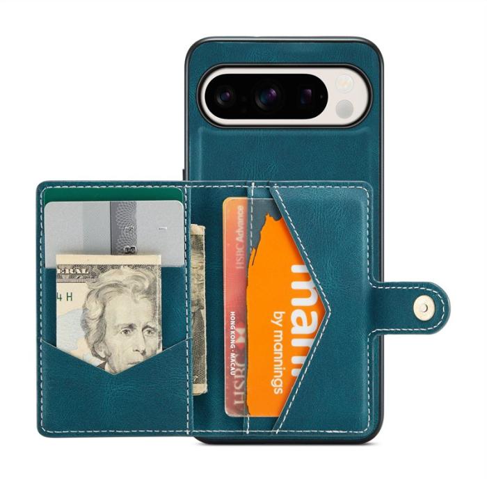 JEEHOOD - JEEHOOD Google Pixel 9 Pro XL Fodral Retro Konstläder Plast - Blå