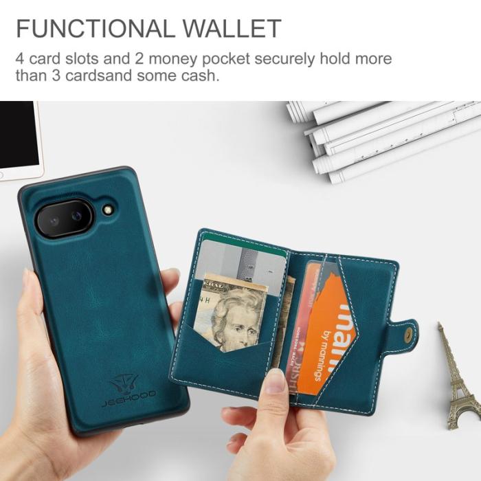 JEEHOOD - JEEHOOD Google Pixel 9a Fodral Äkta Läder - Blå