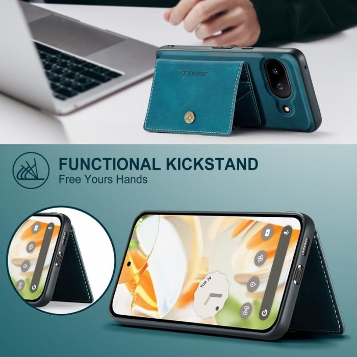 JEEHOOD - JEEHOOD Google Pixel 9a Fodral Äkta Läder - Blå