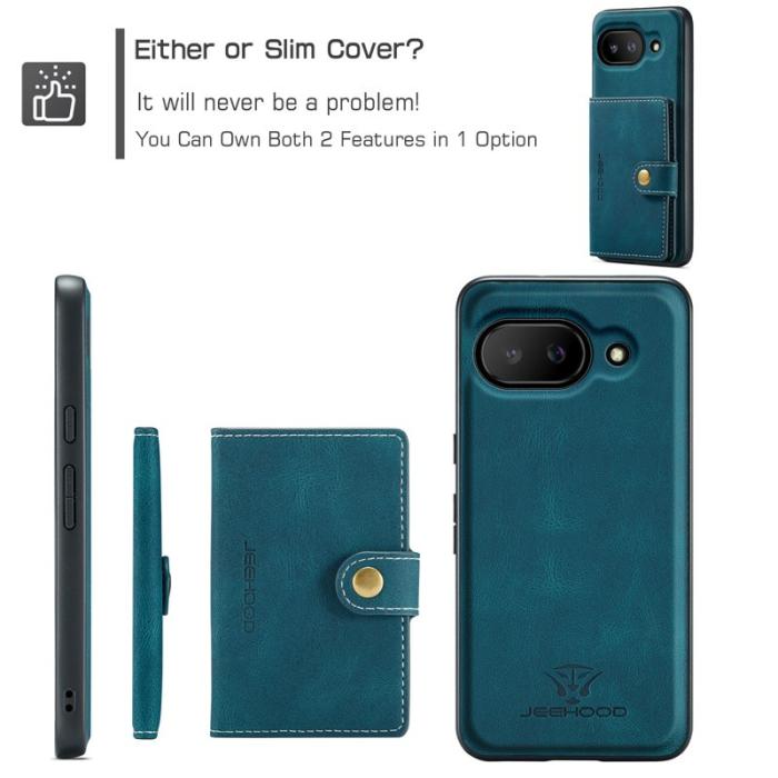 JEEHOOD - JEEHOOD Google Pixel 9a Fodral Äkta Läder - Blå