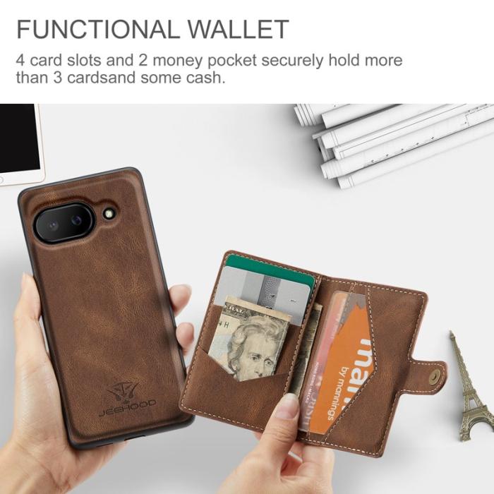 JEEHOOD - JEEHOOD Google Pixel 9a Fodral Äkta Läder - Brun