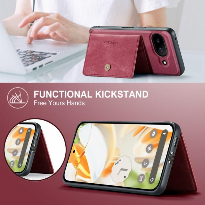 JEEHOOD - JEEHOOD Google Pixel 9a Fodral Äkta Läder - Röd