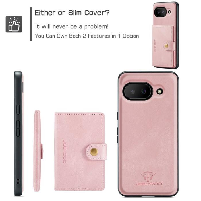 JEEHOOD - JEEHOOD Google Pixel 9a Fodral Äkta Läder - Rosa