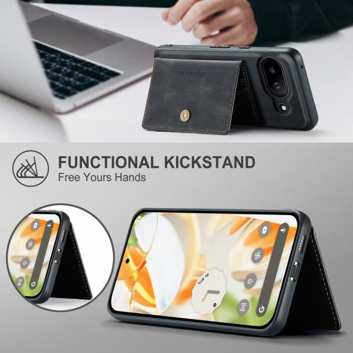 JEEHOOD - JEEHOOD Google Pixel 9a Fodral Äkta Läder - Svart