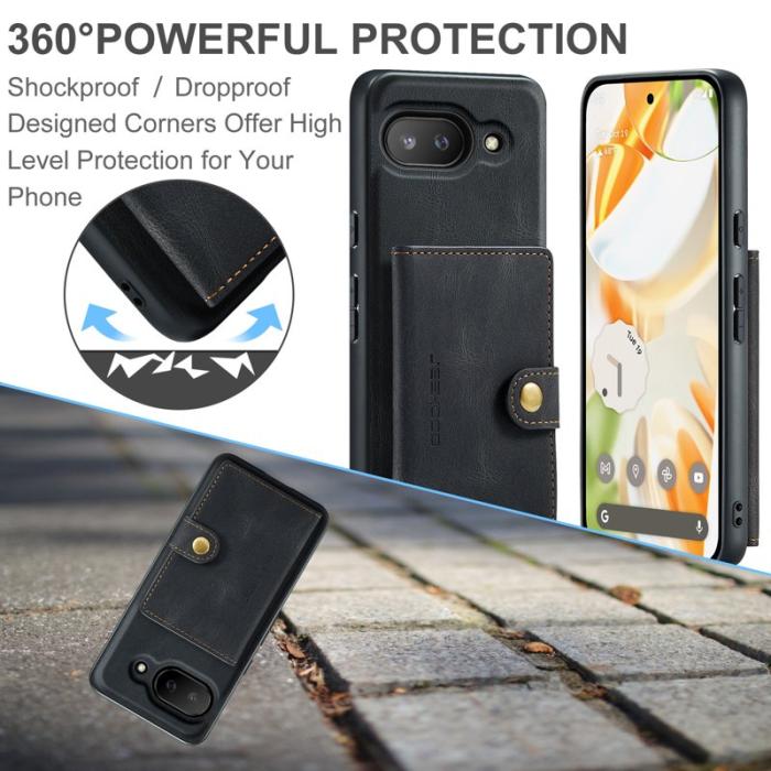 JEEHOOD - JEEHOOD Google Pixel 9a Fodral Äkta Läder - Svart