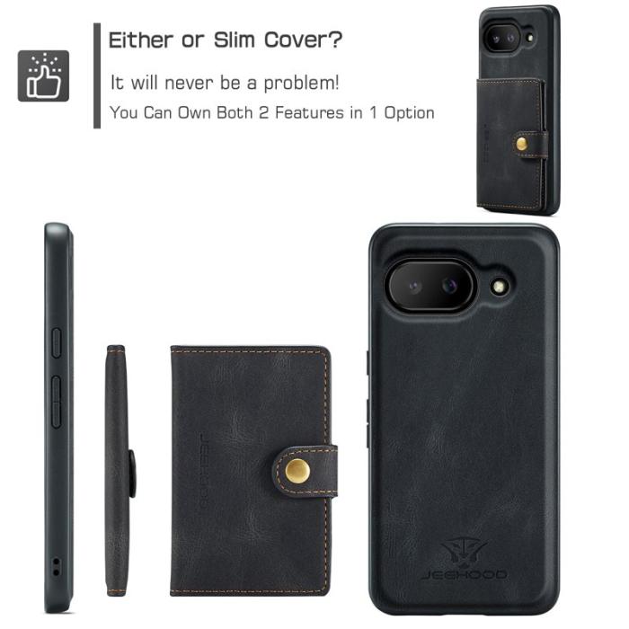 JEEHOOD - JEEHOOD Google Pixel 9a Fodral Äkta Läder - Svart