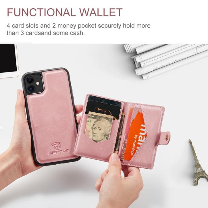 JEEHOOD - JEEHOOD iPhone 11 Pro Fodral Äkta Läder - Rosa