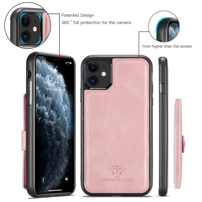 JEEHOOD - JEEHOOD iPhone 11 Pro Fodral Äkta Läder - Rosa