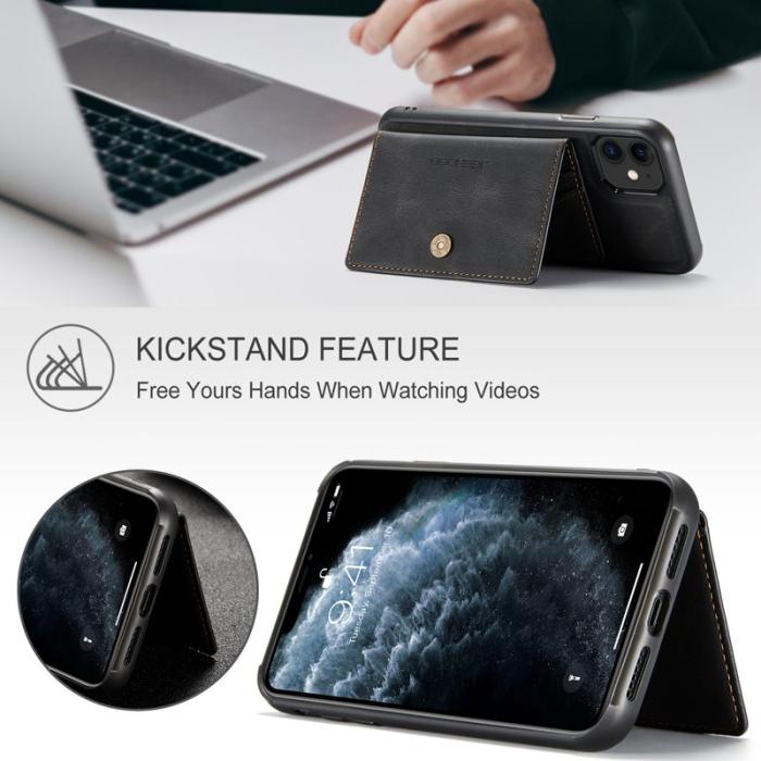 JEEHOOD - JEEHOOD iPhone 11 Pro Fodral Äkta Läder Med Kortfack - Svart