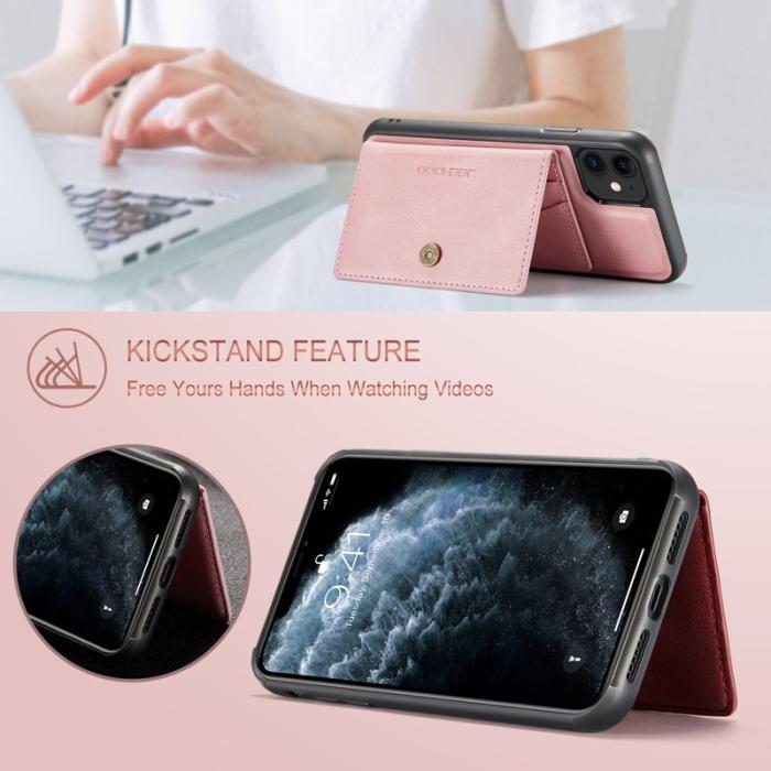 JEEHOOD - JEEHOOD iPhone 11 Pro Max Fodral KonstLäder - Rosa