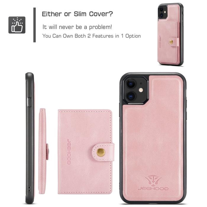 JEEHOOD - JEEHOOD iPhone 11 Pro Max Fodral KonstLäder - Rosa