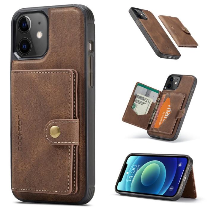 JEEHOOD - JEEHOOD iPhone 12 / 12 Pro Fodral Äkta Läder Magnetisk - Brun