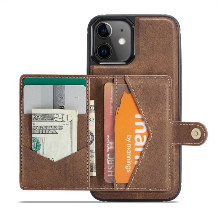 JEEHOOD - JEEHOOD iPhone 12 / 12 Pro Fodral Äkta Läder Magnetisk - Brun