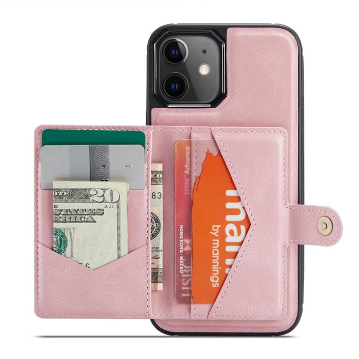 JEEHOOD - JEEHOOD iPhone 12 / 12 Pro Fodral Äkta Läder Magnetisk - Rosa