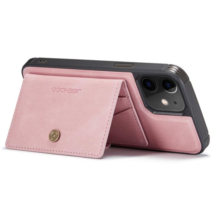 JEEHOOD - JEEHOOD iPhone 12 / 12 Pro Fodral Äkta Läder Magnetisk - Rosa