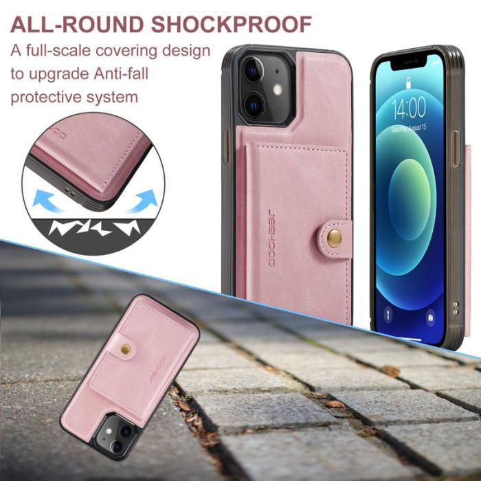 JEEHOOD - JEEHOOD iPhone 12 / 12 Pro Fodral Äkta Läder Magnetisk - Rosa