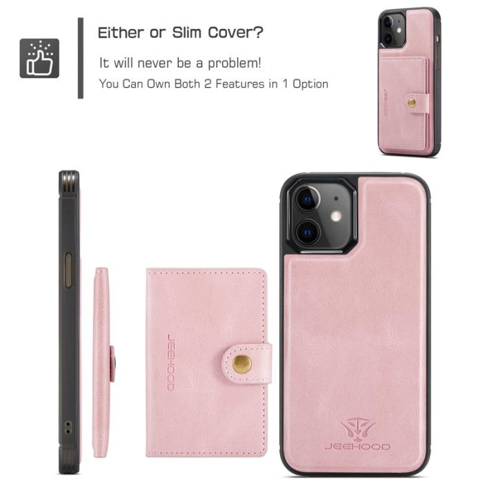 JEEHOOD - JEEHOOD iPhone 12 / 12 Pro Fodral Äkta Läder Magnetisk - Rosa