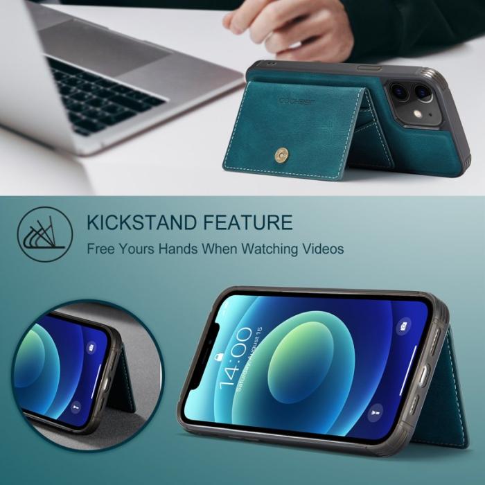 JEEHOOD - JEEHOOD iPhone 12 / 12 Pro Fodral Läder Magnetisk - Blå