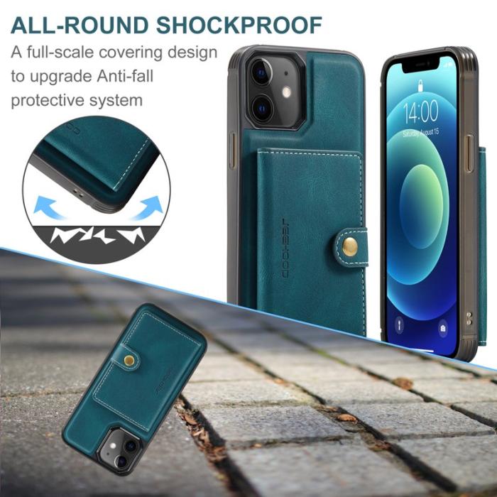 JEEHOOD - JEEHOOD iPhone 12 / 12 Pro Fodral Läder Magnetisk - Blå