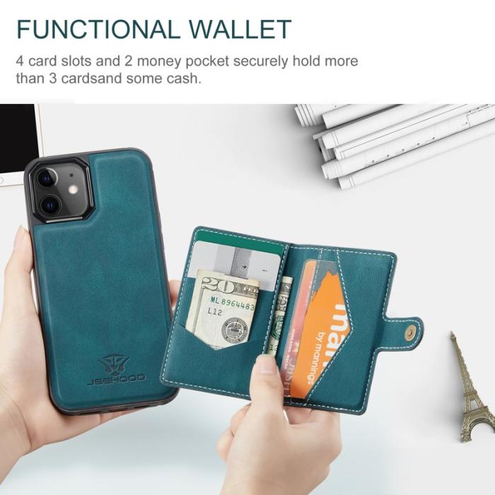 JEEHOOD - JEEHOOD iPhone 12 / 12 Pro Fodral Läder Magnetisk - Blå