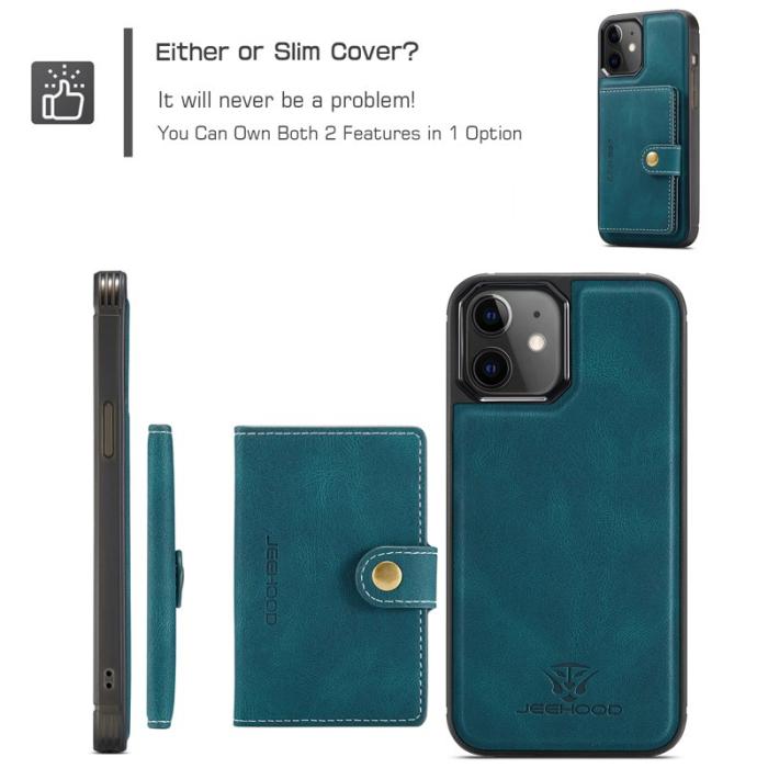 JEEHOOD - JEEHOOD iPhone 12 / 12 Pro Fodral Läder Magnetisk - Blå