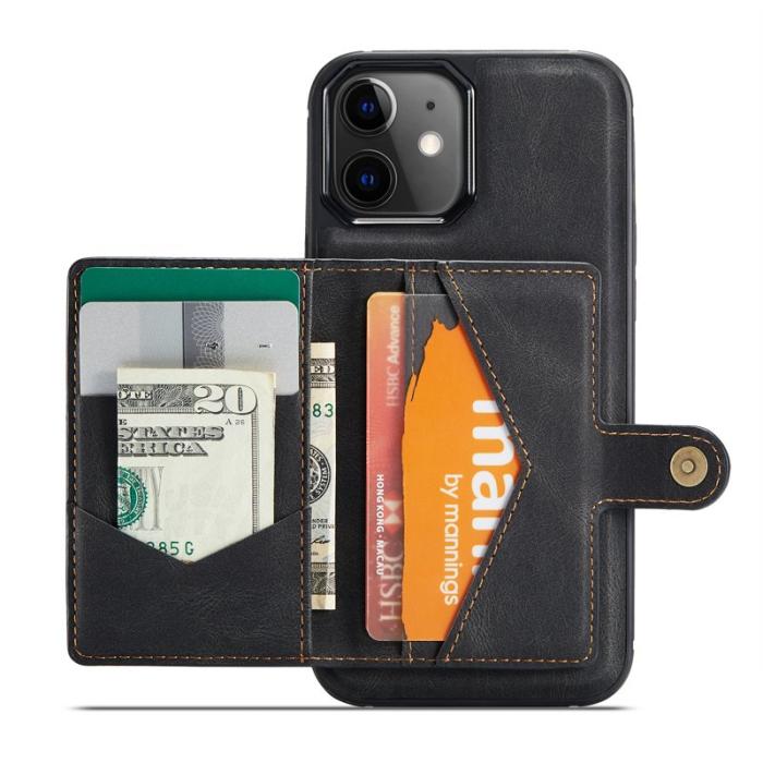 JEEHOOD - JEEHOOD iPhone 12 / 12 Pro Fodral Läder Magnetisk - Svart