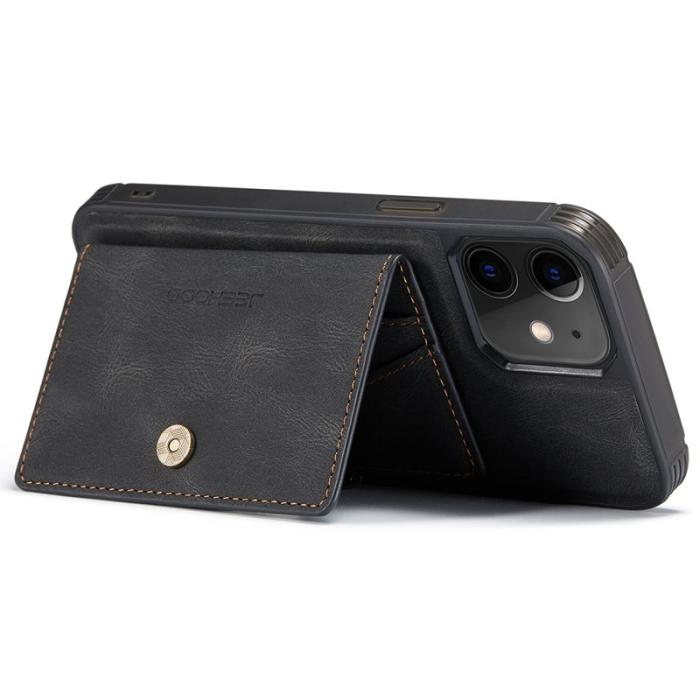 JEEHOOD - JEEHOOD iPhone 12 / 12 Pro Fodral Läder Magnetisk - Svart