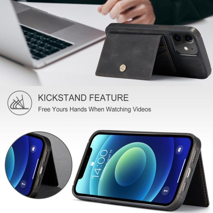 JEEHOOD - JEEHOOD iPhone 12 / 12 Pro Fodral Läder Magnetisk - Svart