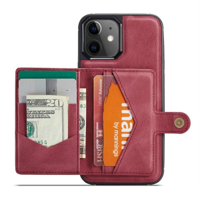 JEEHOOD - JEEHOOD iPhone 12 / 12 Pro Fodral Läder Magnetiskt - Röd