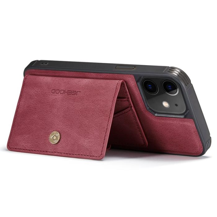 JEEHOOD - JEEHOOD iPhone 12 / 12 Pro Fodral Läder Magnetiskt - Röd