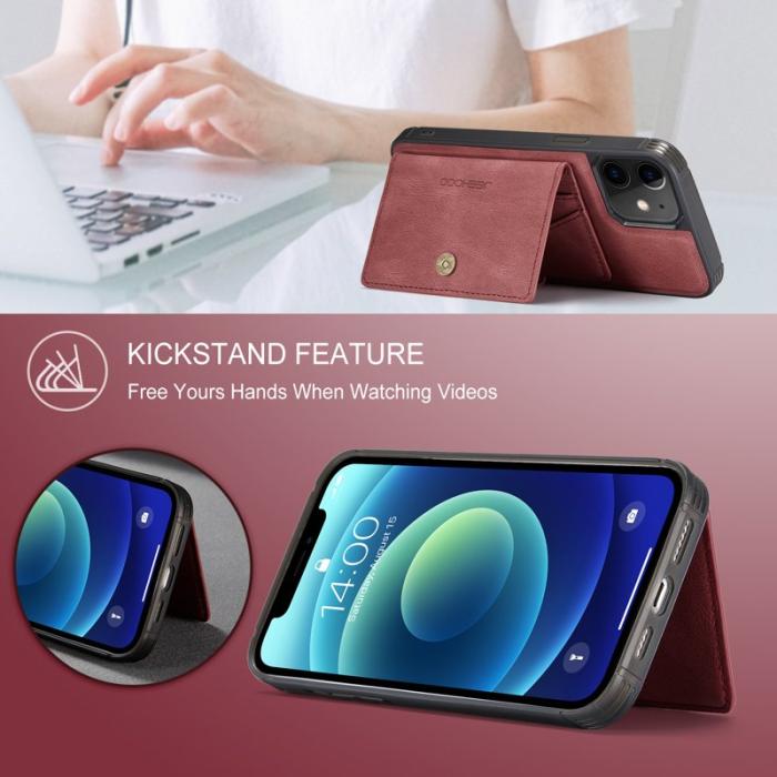 JEEHOOD - JEEHOOD iPhone 12 / 12 Pro Fodral Läder Magnetiskt - Röd