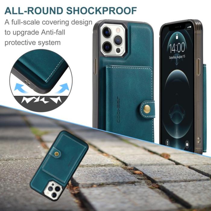 JEEHOOD - JEEHOOD iPhone 12 Pro Max Fodral Äkta Läder Magnet - Blå