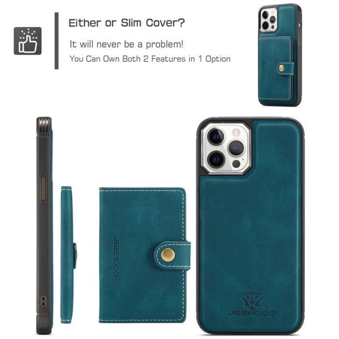 JEEHOOD - JEEHOOD iPhone 12 Pro Max Fodral Äkta Läder Magnet - Blå
