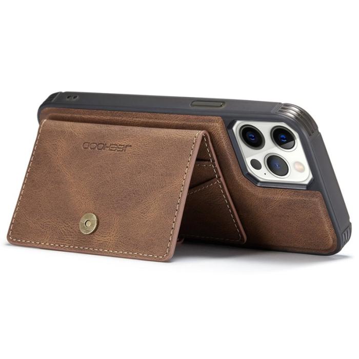 JEEHOOD - JEEHOOD iPhone 12 Pro Max Fodral Äkta Läder Magnetisk - Brun