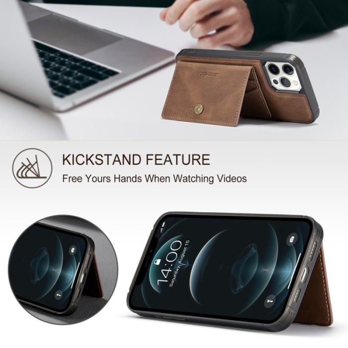 JEEHOOD - JEEHOOD iPhone 12 Pro Max Fodral Äkta Läder Magnetisk - Brun