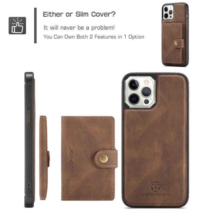 JEEHOOD - JEEHOOD iPhone 12 Pro Max Fodral Äkta Läder Magnetisk - Brun