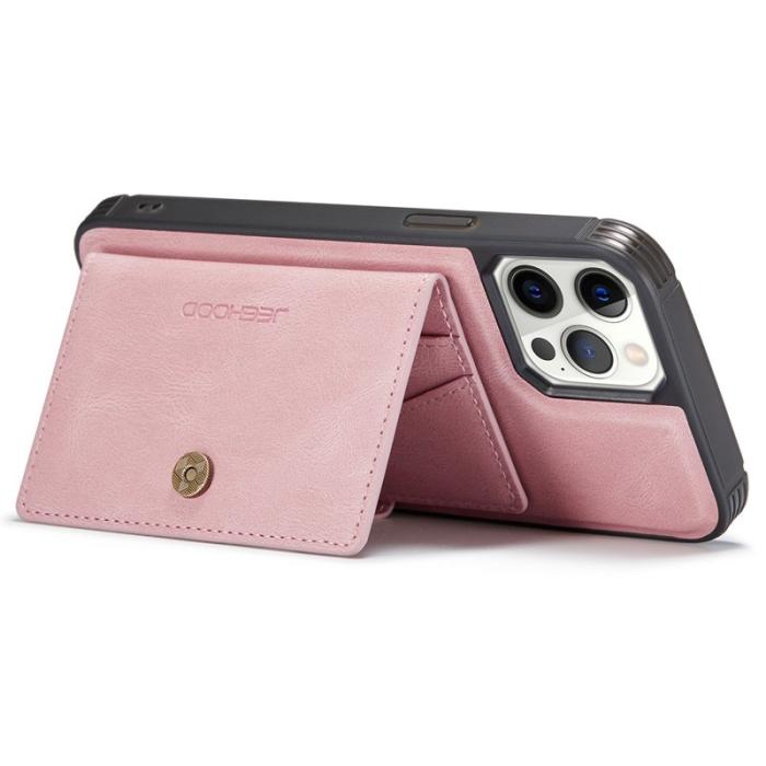 JEEHOOD - JEEHOOD iPhone 12 Pro Max Fodral Äkta Läder Magnetisk - Rosa