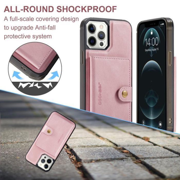 JEEHOOD - JEEHOOD iPhone 12 Pro Max Fodral Äkta Läder Magnetisk - Rosa