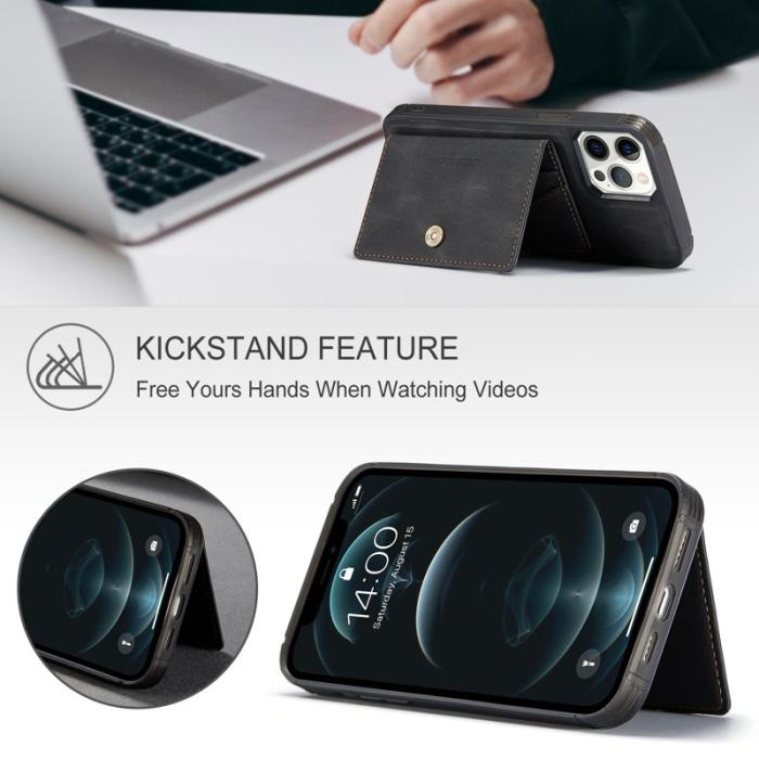 JEEHOOD - JEEHOOD iPhone 12 Pro Max Fodral Magnetiskt Avtagbart Läder - Svart