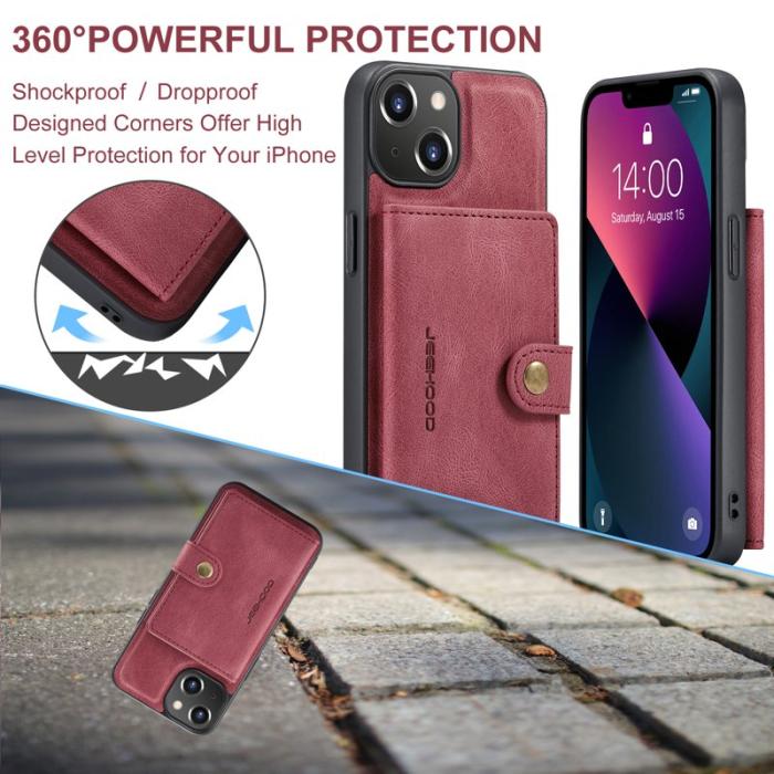 JEEHOOD - JEEHOOD iPhone 13 mini Skal Äkta Läder - Röd