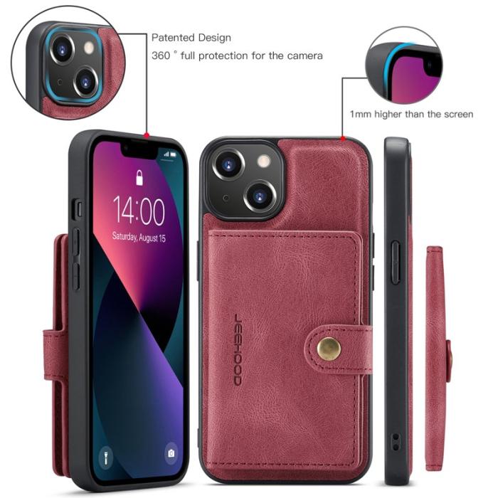 JEEHOOD - JEEHOOD iPhone 13 mini Skal Äkta Läder - Röd