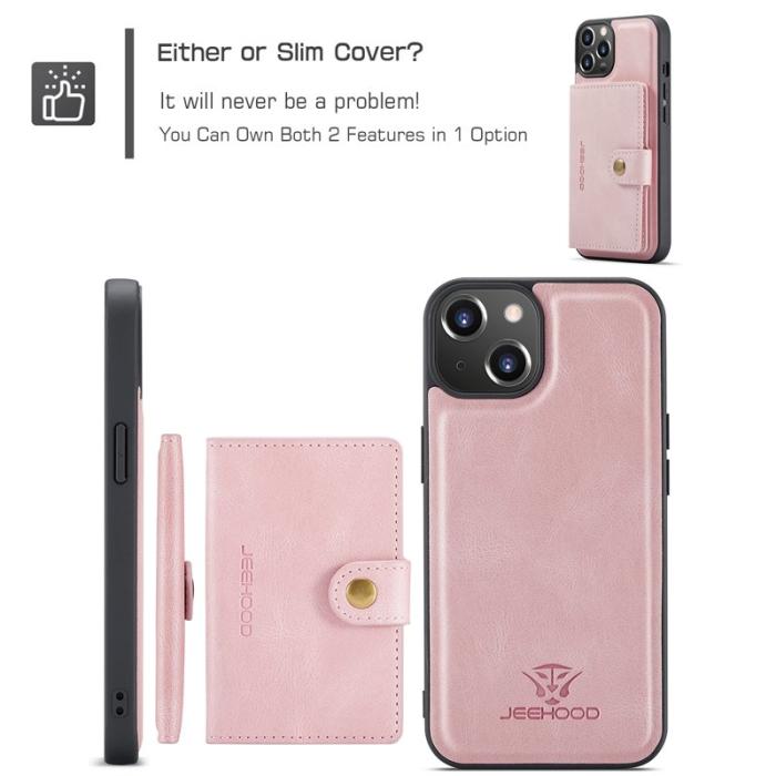 JEEHOOD - JEEHOOD iPhone 13 mini Skal Äkta Läder - Rosa