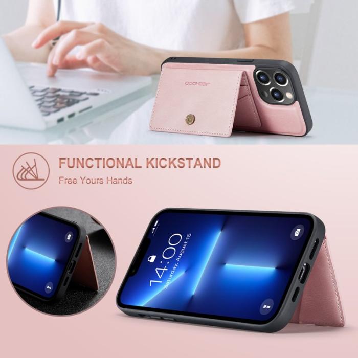 JEEHOOD - JEEHOOD iPhone 13 Pro Fodral Konstläder Plast Skydd - Rosa