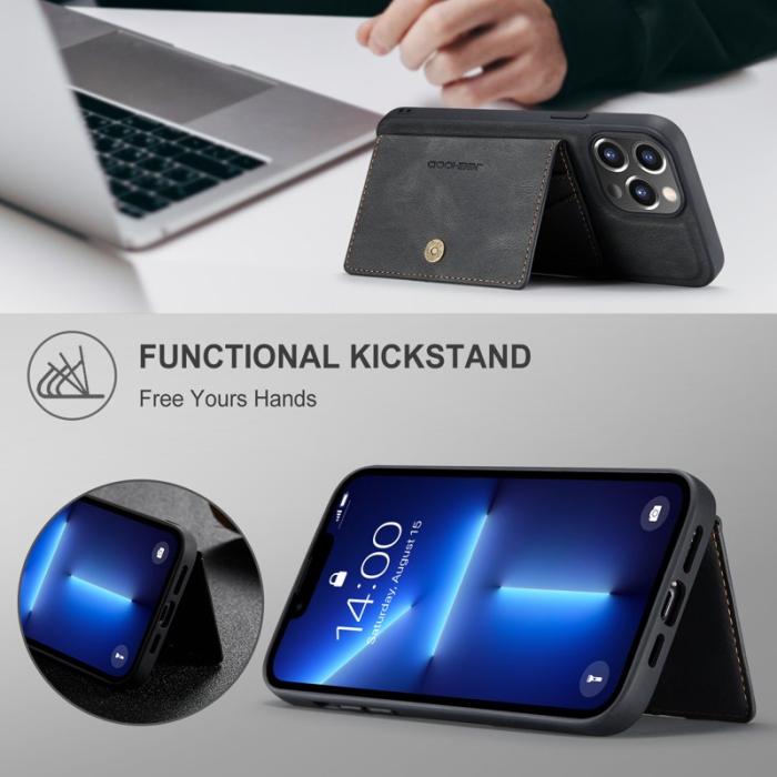 JEEHOOD - JEEHOOD iPhone 13 Pro Fodral Konstläder Plast Skydd - Svart